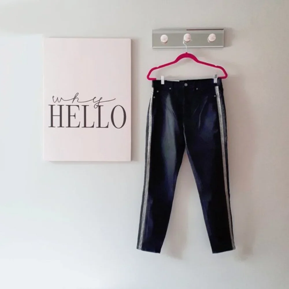 NWT 7 For All Mankind black stripe skinny jeans - Picture 12 of 13